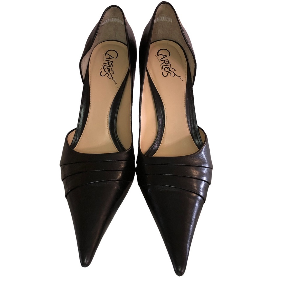 CARLOS by Carlos Santana - Black Leather Pointed Toe Heels - Size 9.5 - Picture 2 of 10